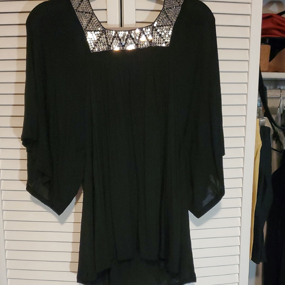 Forever 21 Black Blouse with Silver Accents